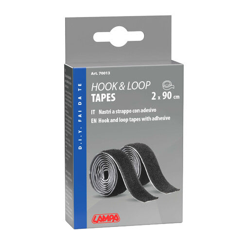 Selbstklebendes Klettband-Set, 90 cm, Schwarz