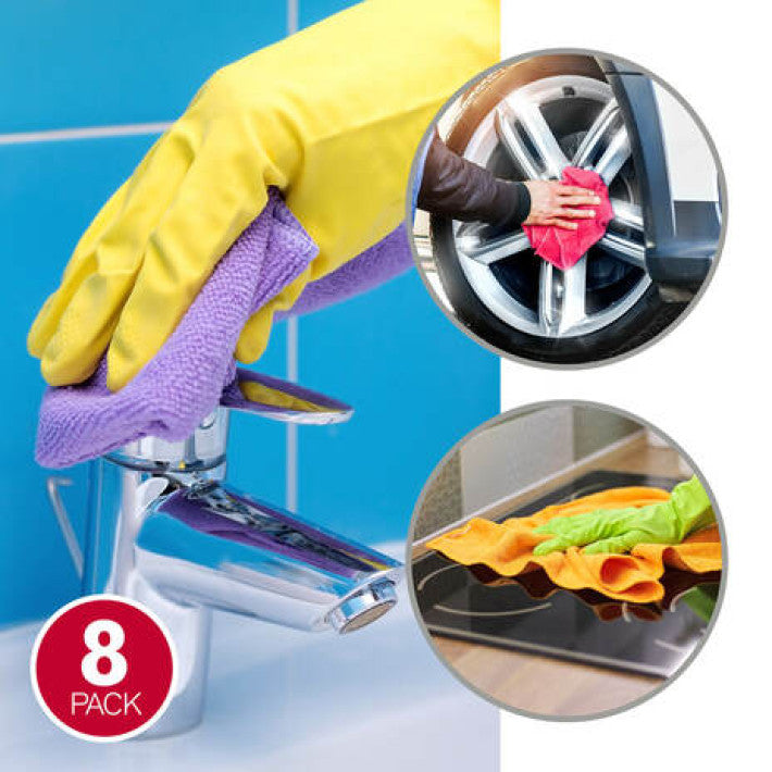 Panos de Microfibra Coloridos 30x30cm – Kit com 8 Unidades