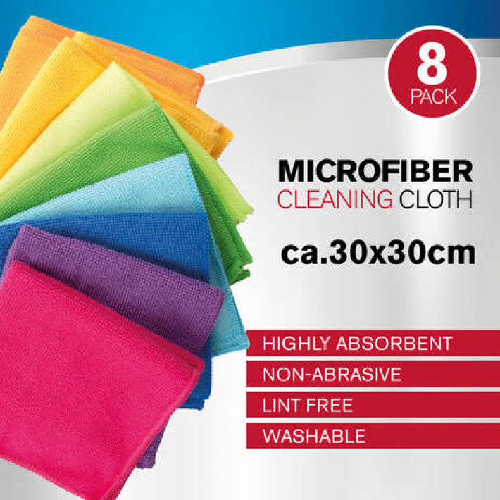 Panos de Microfibra Coloridos 30x30cm – Kit com 8 Unidades