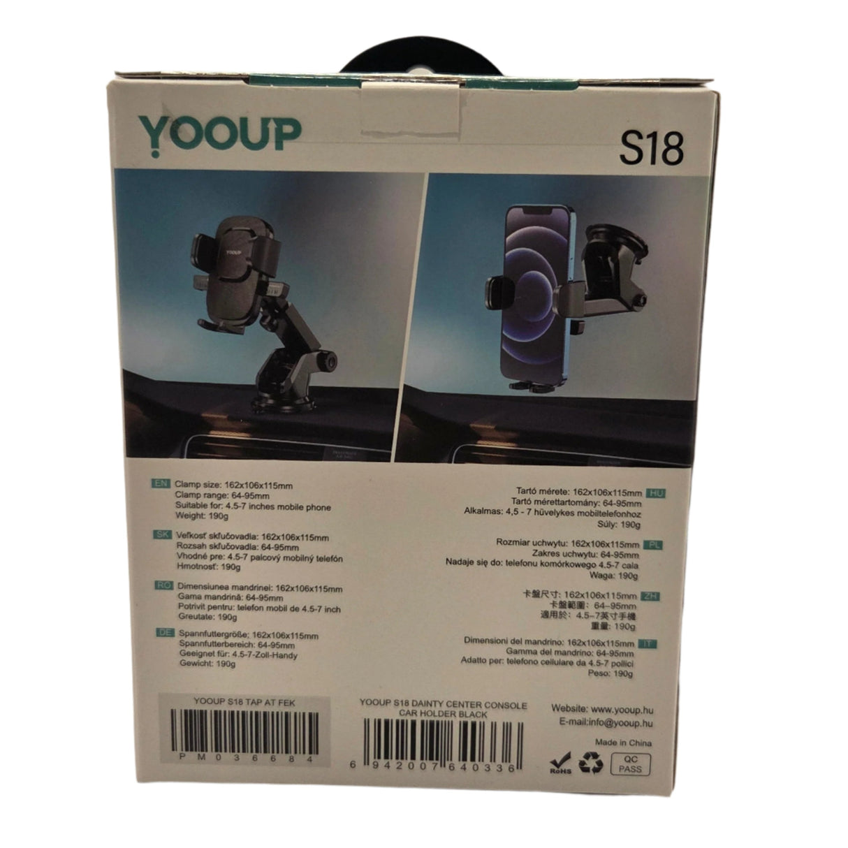 Suport auto pentru telefon cu ventuză Yooup S18, rotire 360°