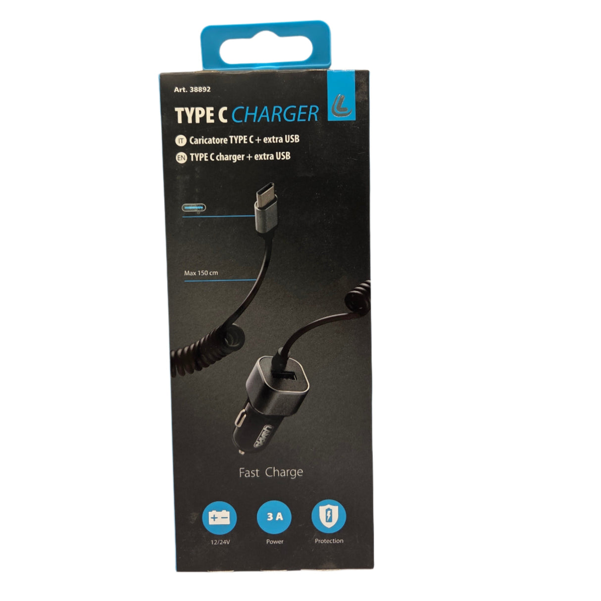 Φορτιστής Αυτοκινήτου USB Type-C με Σπιράλ Καλώδιο 150cm και Έξοδο 3000mA