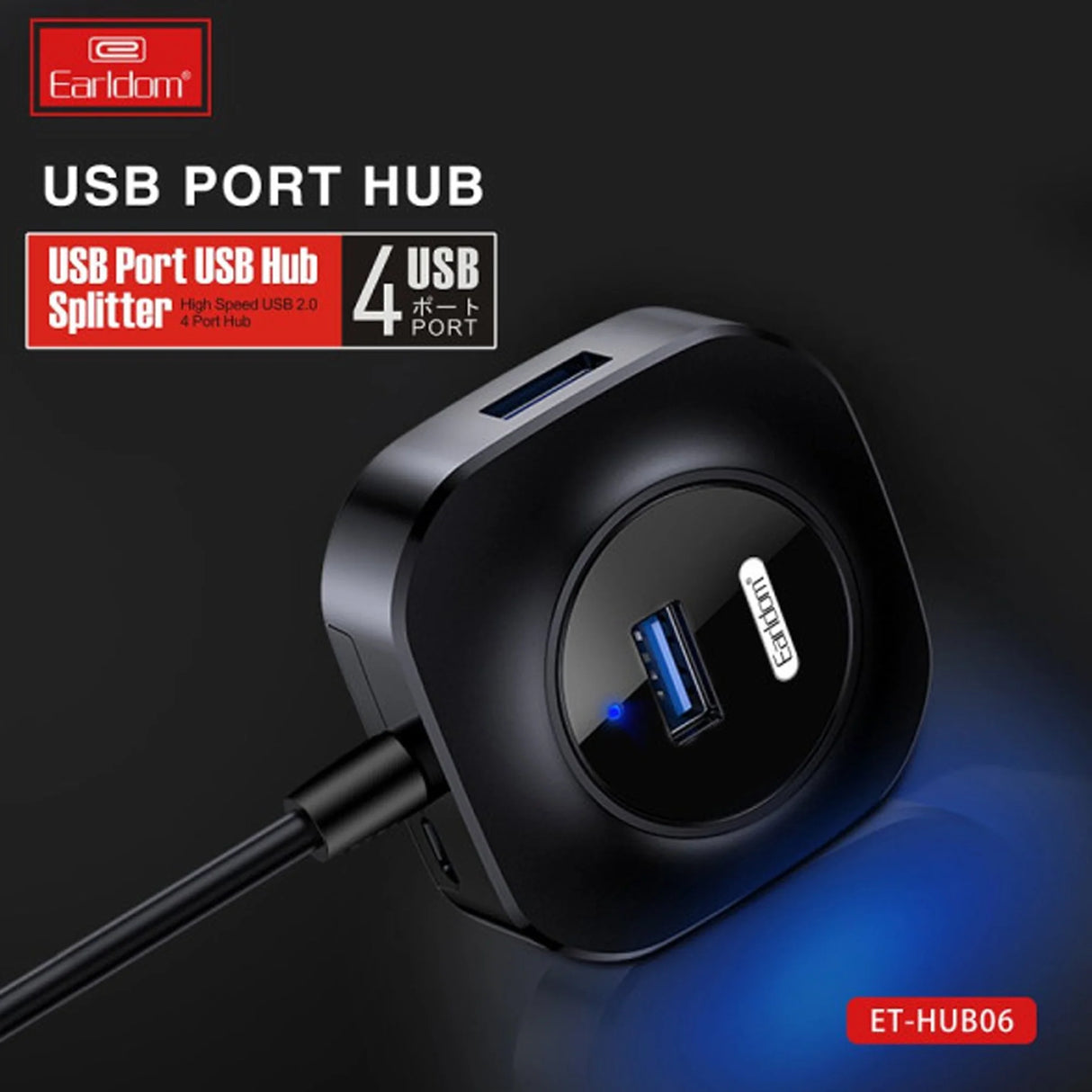 Hub USB 4 Porte con Connettore USB-C - Nero