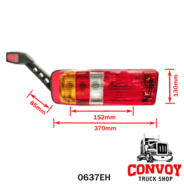 Luz trasera izquierda para remolques Krone con 5 cámaras y reflector triangular
