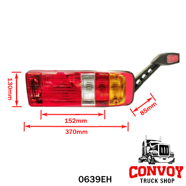 Luz trasera izquierda para remolques Krone con 5 cámaras y reflector triangular
