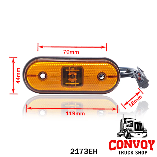 LED Πλαϊνή Λάμπα Θέσης Unipoint Κίτρινη με Καλώδιο 0,5m Aspöck