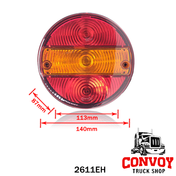 Fanale posteriore universale tondo con luce targa e indicatori laterali