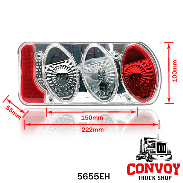 Luz Traseira Universal Transparente com 5 Funções e Prisma