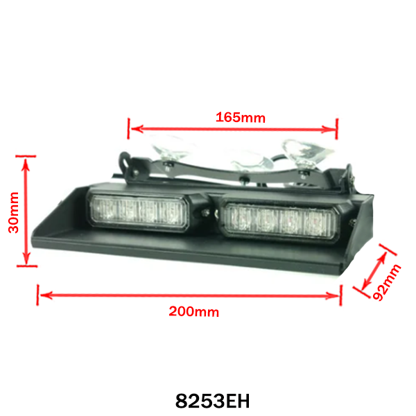 Výstražné LED světlo na čelní sklo – žluté, 8 LED, 17 režimů
