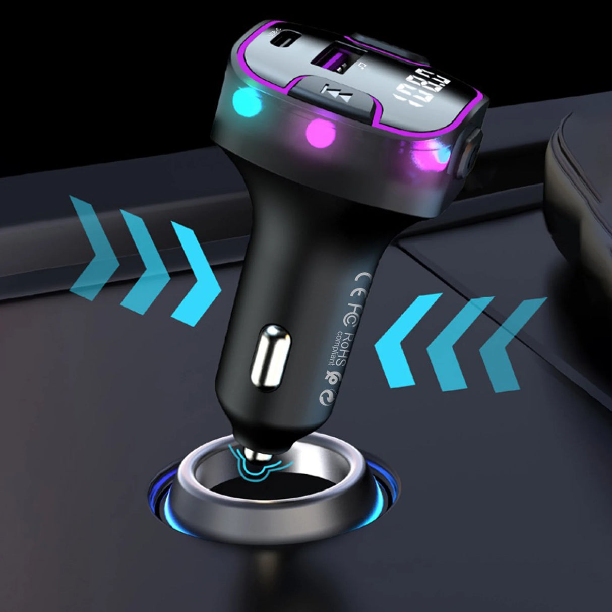 Transmissor FM e Carregador Veicular com Bluetooth Earldom ET-M109