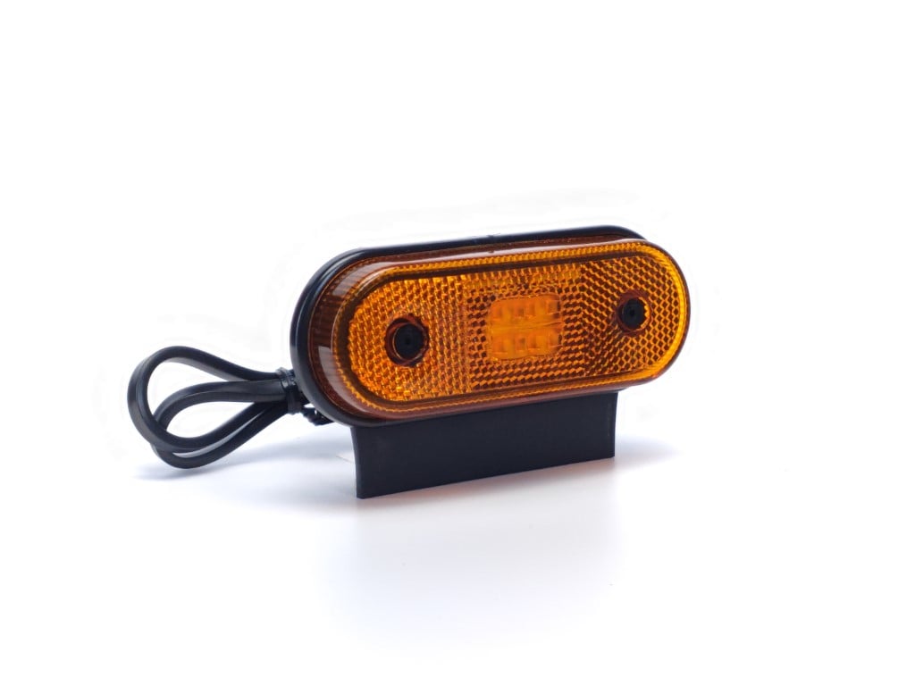 Feu de position LED arrondi jaune avec support – 4 LED