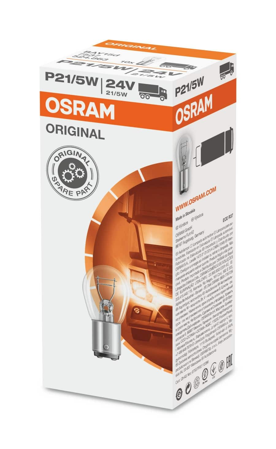 Автомобилна крушка Osram Bay15d – 12V и 24V, 21W и 21/5W