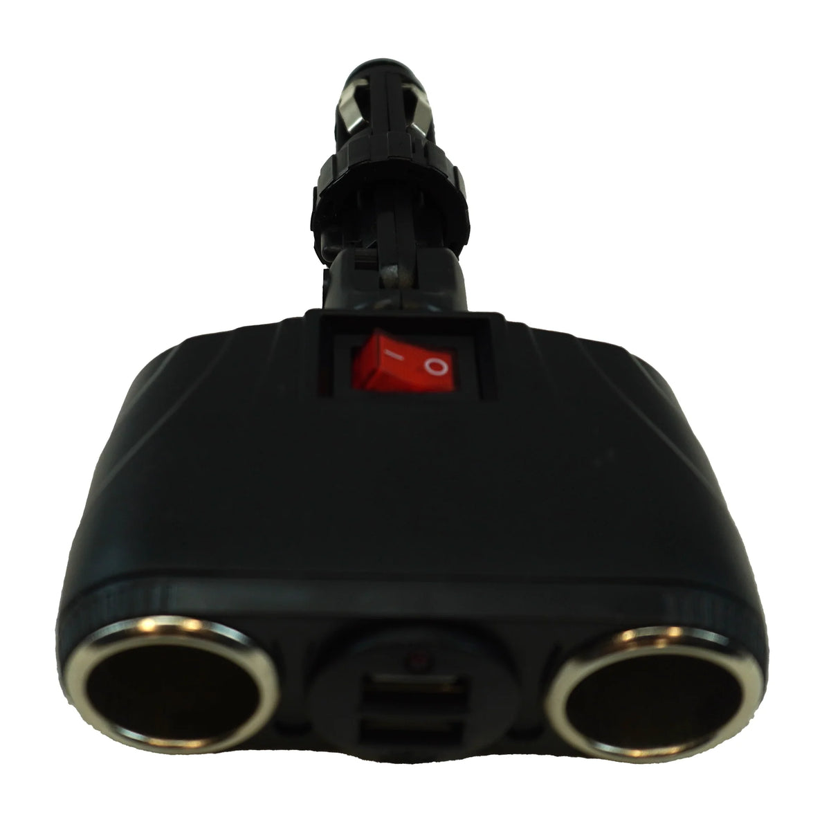 Multiprise allume-cigare double avec 2 ports USB et interrupteur