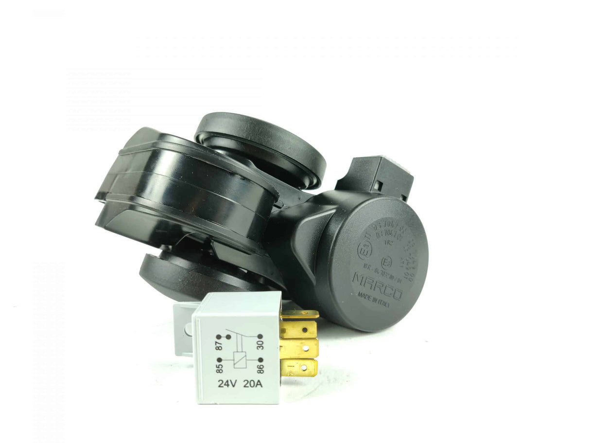 Claxon cu compresor, 2 tonuri, 112 dB – pentru autoturisme și camioane