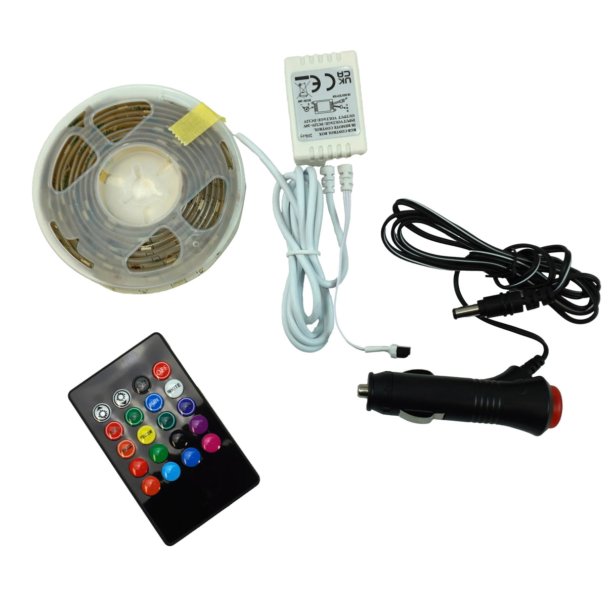 Barvni LED trak za avto z daljinskim upravljalnikom, 2 m