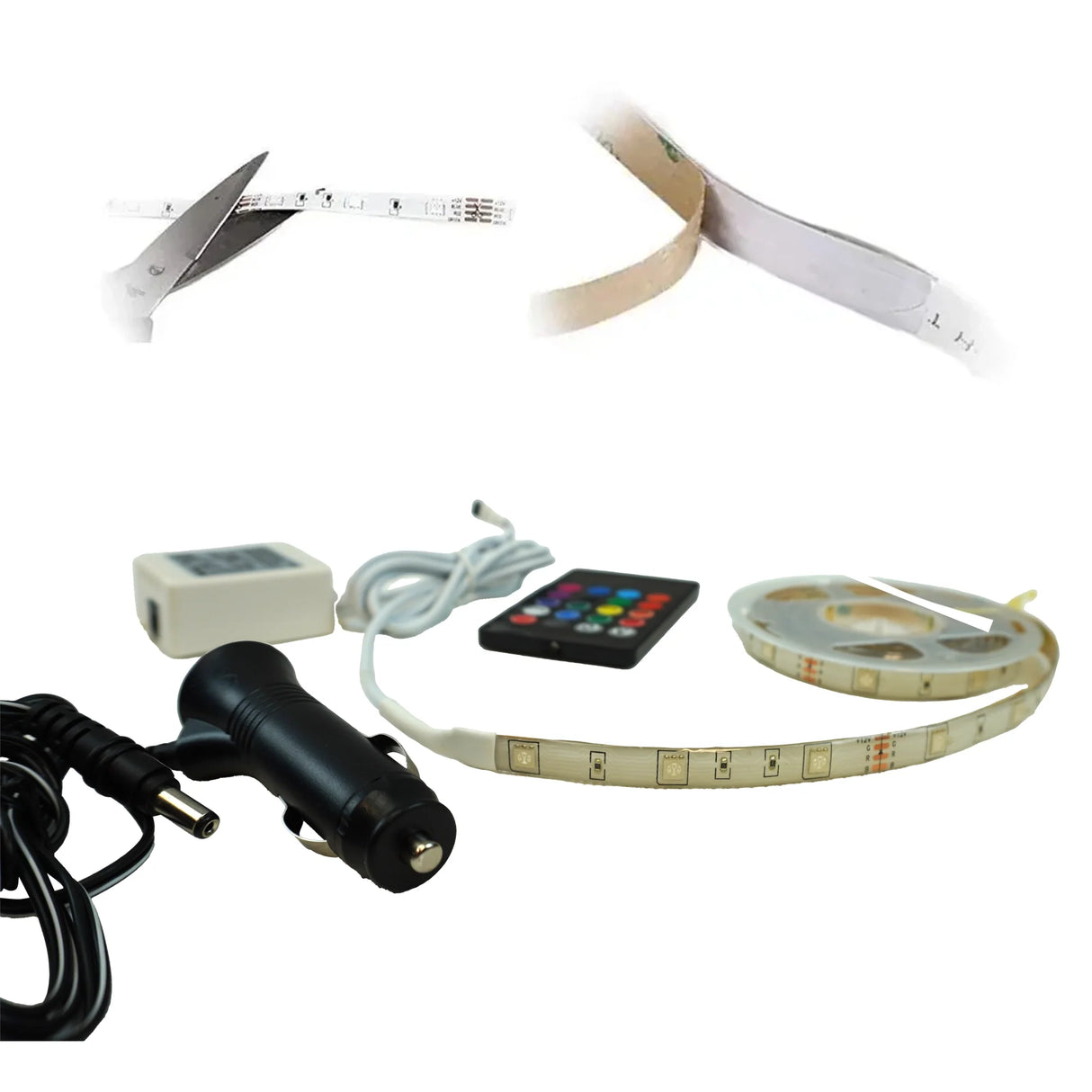 Barvni LED trak za avto z daljinskim upravljalnikom, 2 m