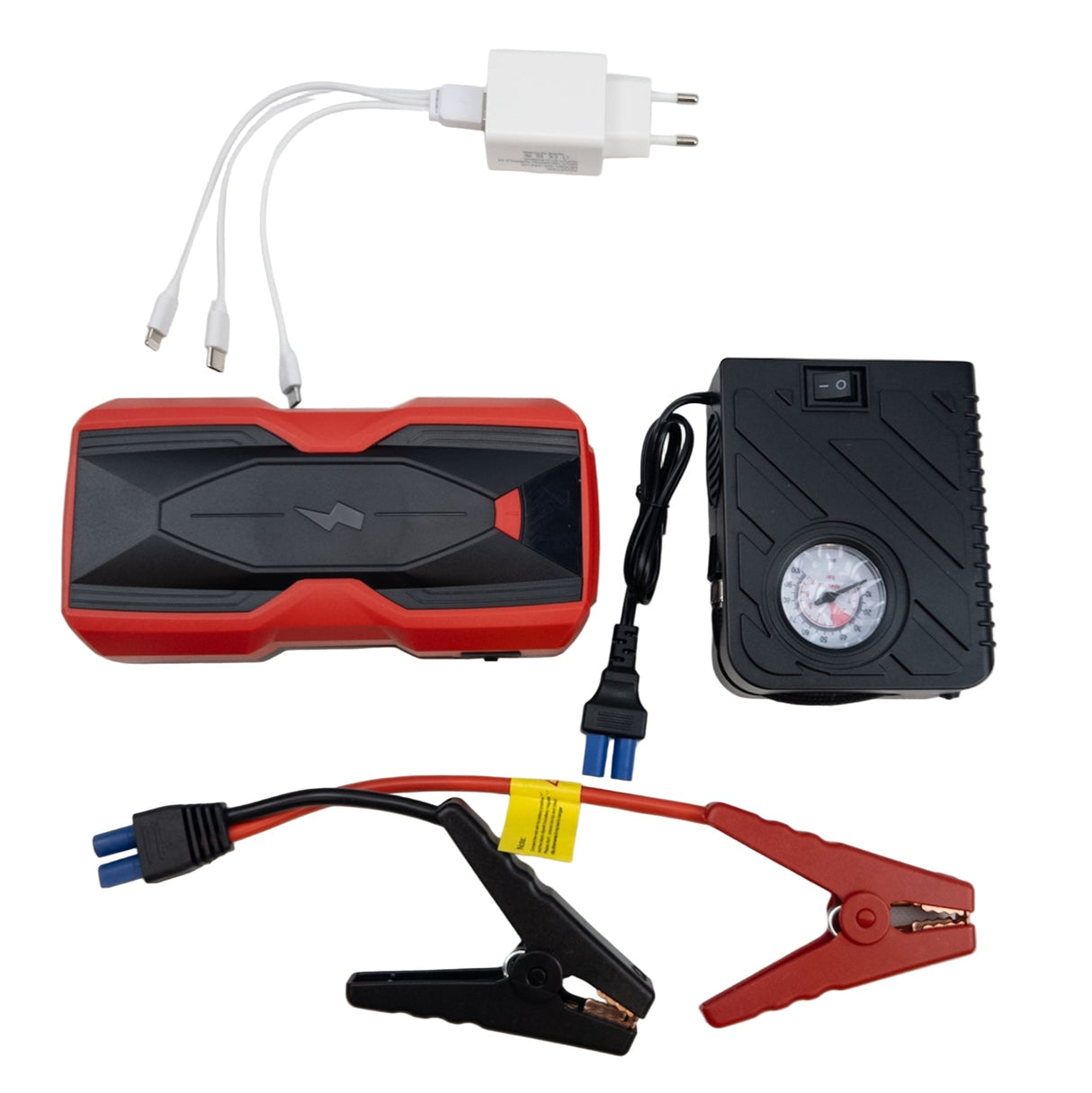 Kit de Démarrage de Batterie Multifonction 12V avec Compresseur Intégré