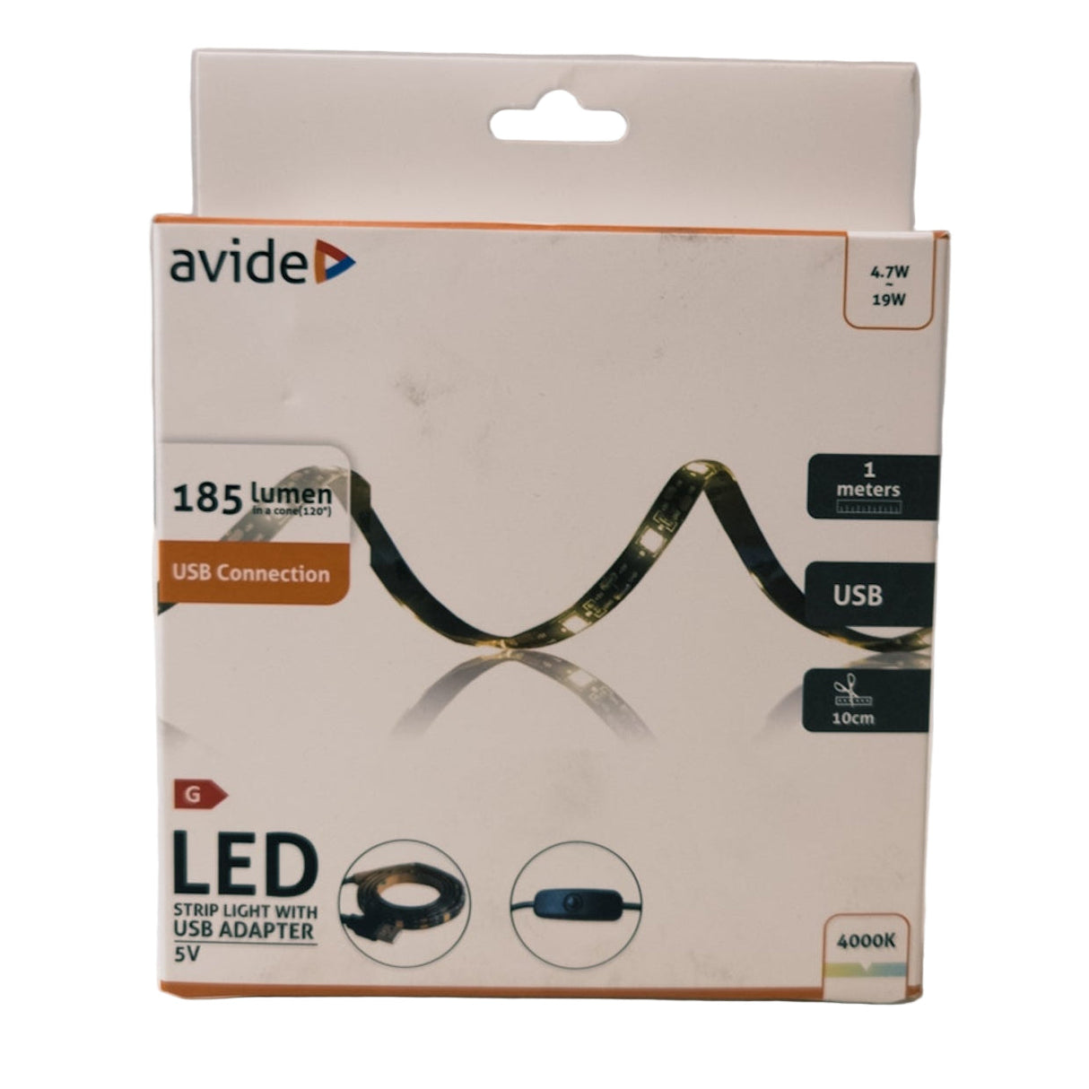 LED лента с USB, бяла, IP65, 1 метър