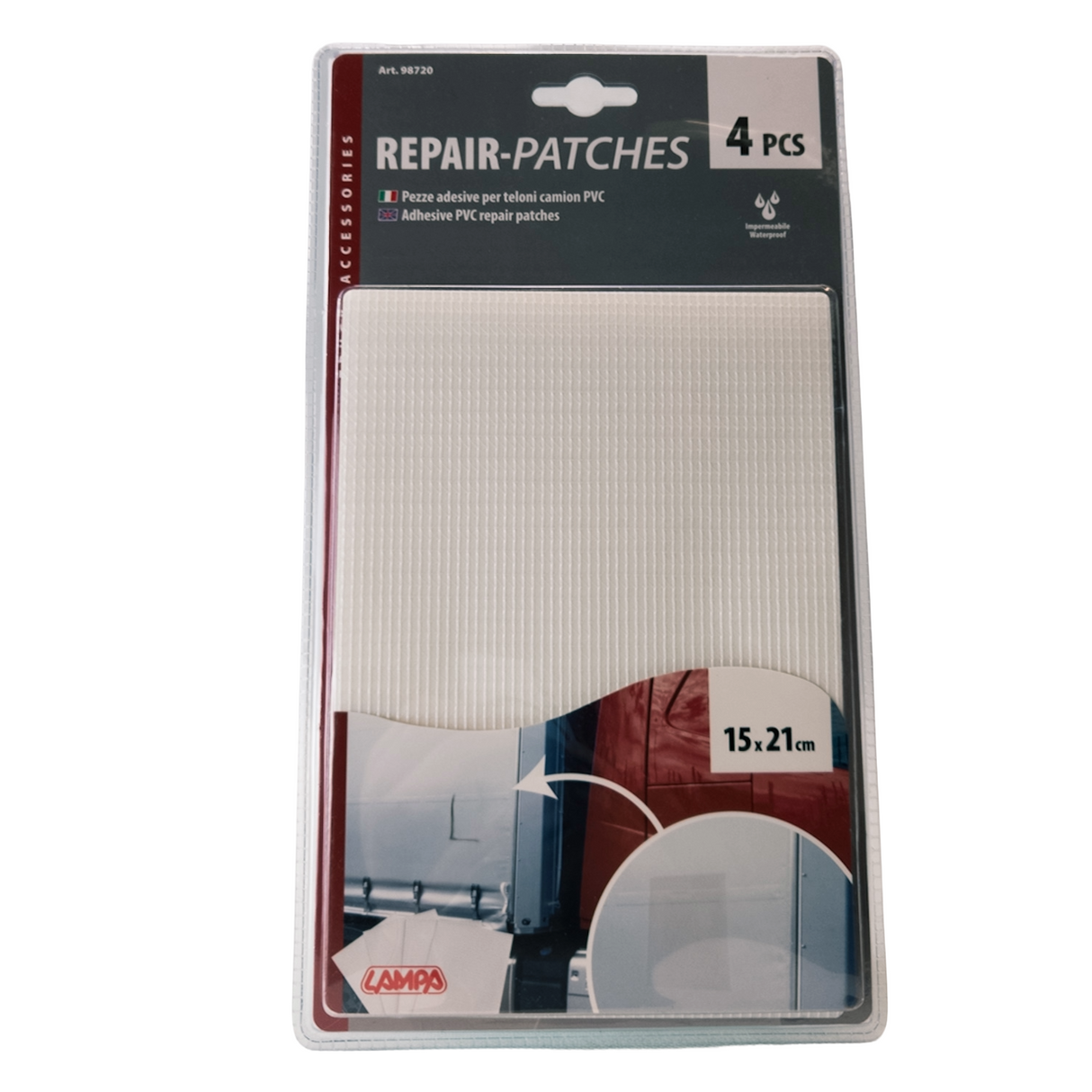 Transparente Reparatur-Patches für Planen – 4er Set, selbstklebend, verstärkt