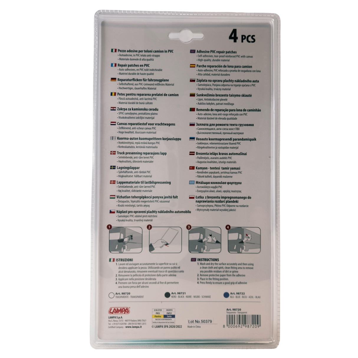 Transparente Reparatur-Patches für Planen – 4er Set, selbstklebend, verstärkt