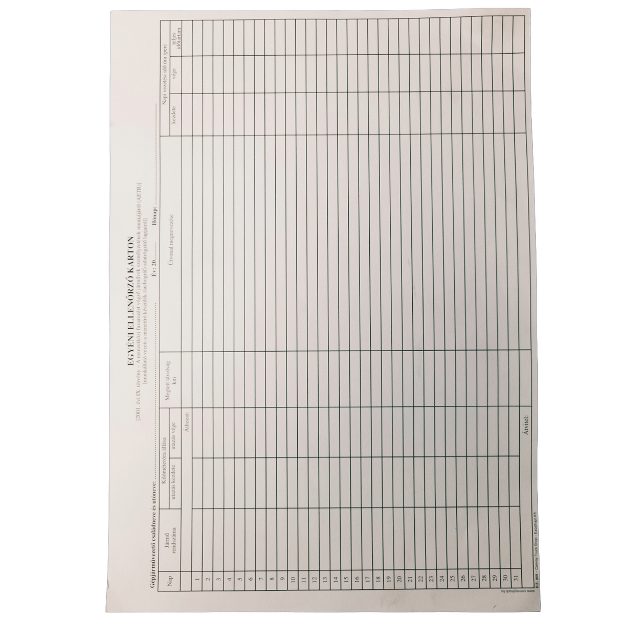 Individuální kontrolní karta pro tachograf