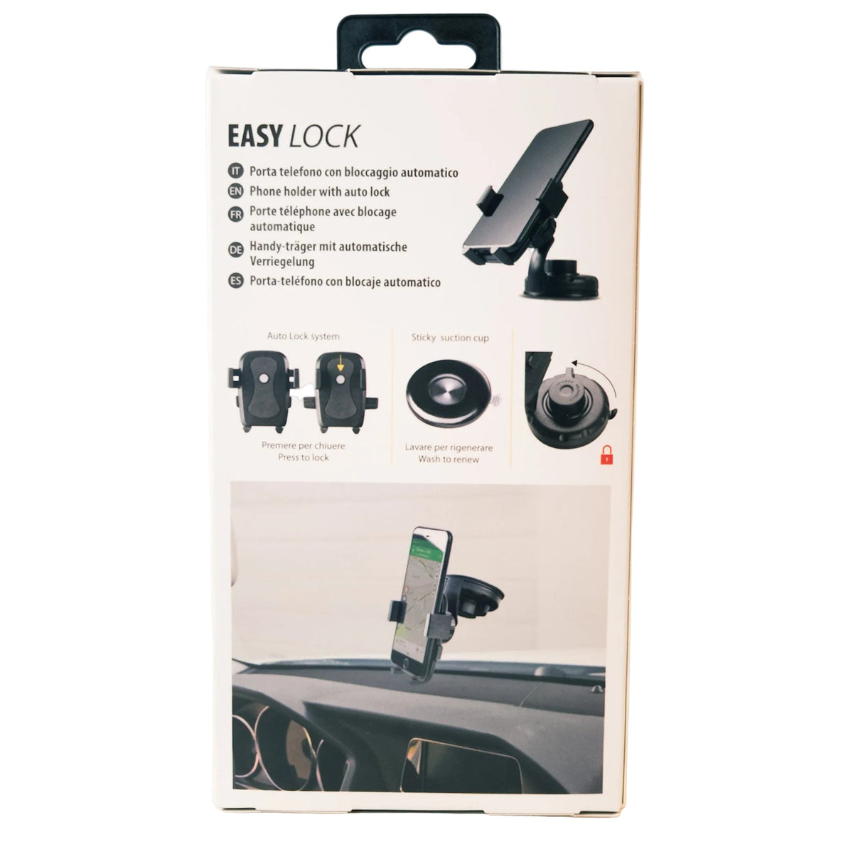 Univerzální držák na mobil do auta s automatickým zámkem, na sklo i palubní desku