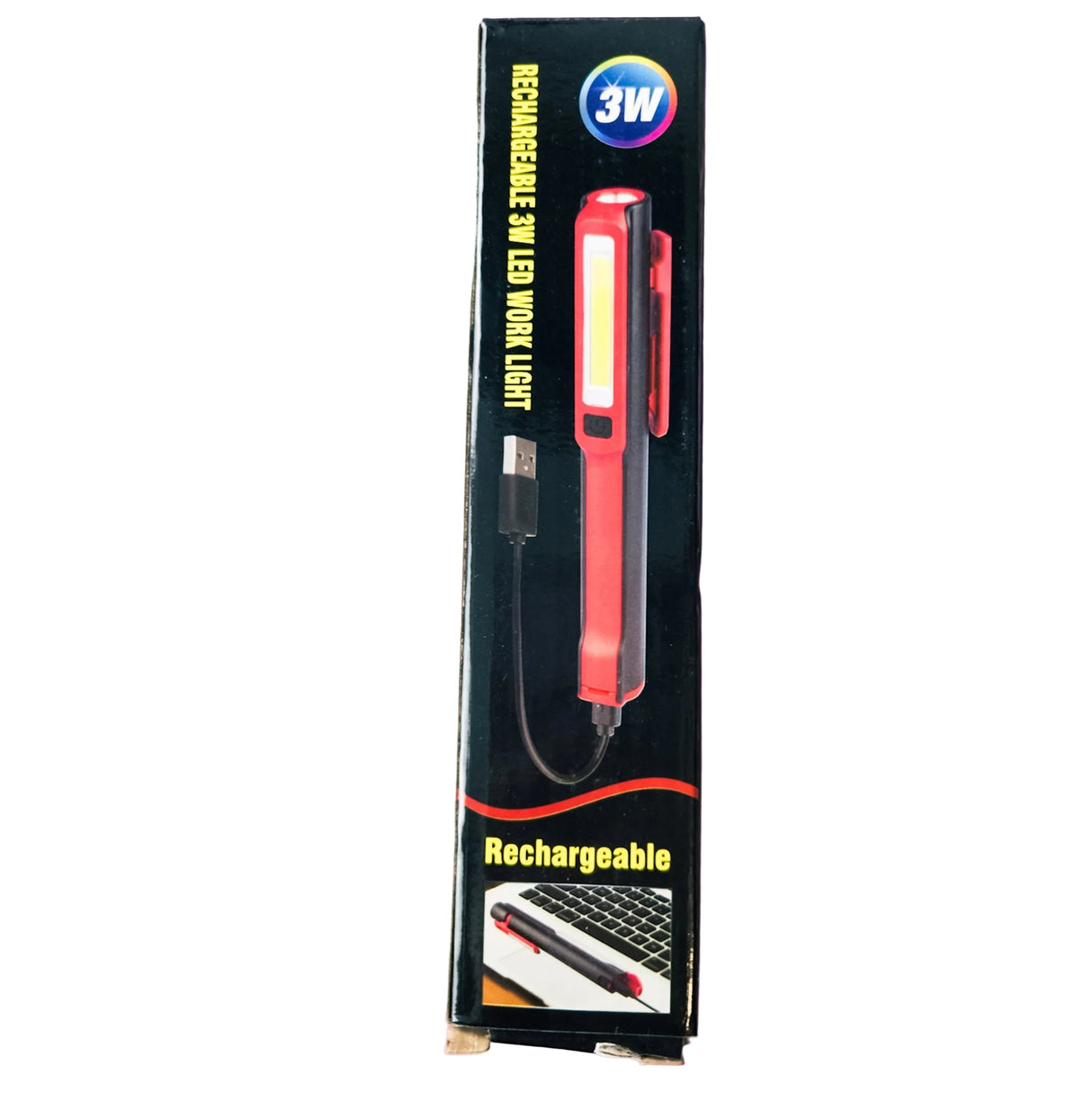 Dobíjecí LED svítilna ve tvaru pera, COB 3W+3W, magnetická