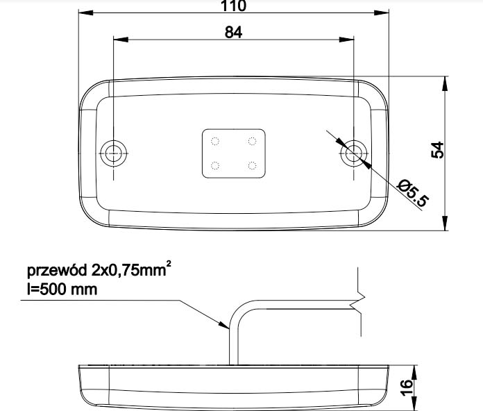 Luz de posición LED grande para camión - Disponible en ámbar, rojo y blanco