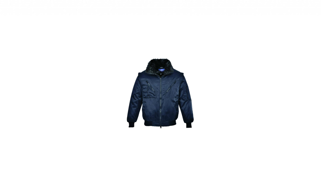 Chaqueta Piloto Azul Marino 3 en 1 con Mangas Desmontables