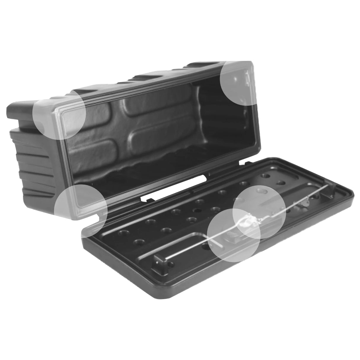 Zaklepajoča plastična škatla za orodje