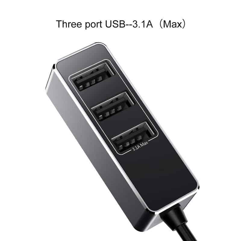 Carregador USB para Isqueiro de Carro com 4 Portas e Cabo de 1,5m – 5,5A