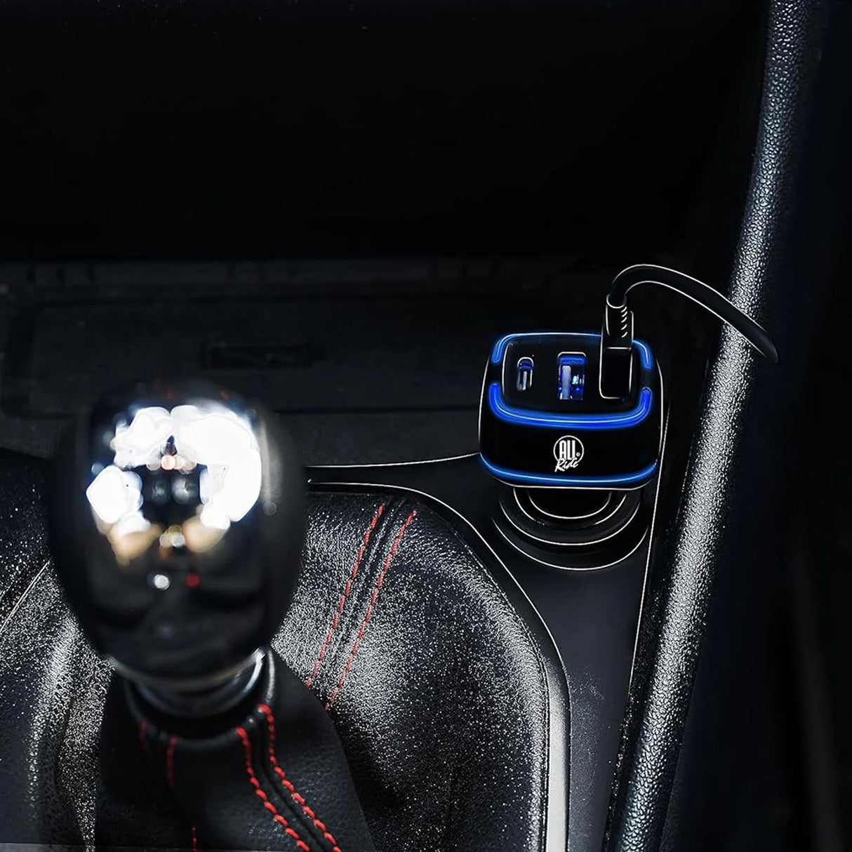 Caricatore Auto All Ride 3 Porte (2x USB-A, 1x USB-C) con LED Blu – Power Delivery 18W