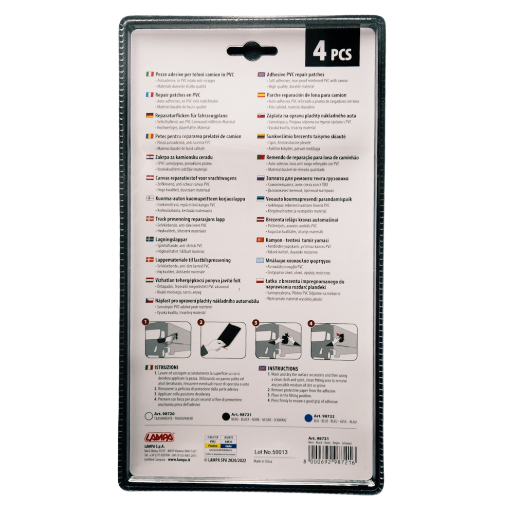 Set za popravak cerade – 4 samoljepljive PVC zakrpe 15x21 cm