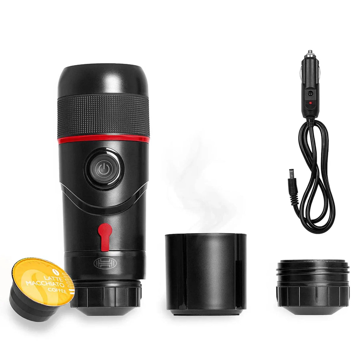 Heyner Tragbare Kaffeemaschine für Kapseln & gemahlenen Kaffee – 12V, ideal fürs Auto