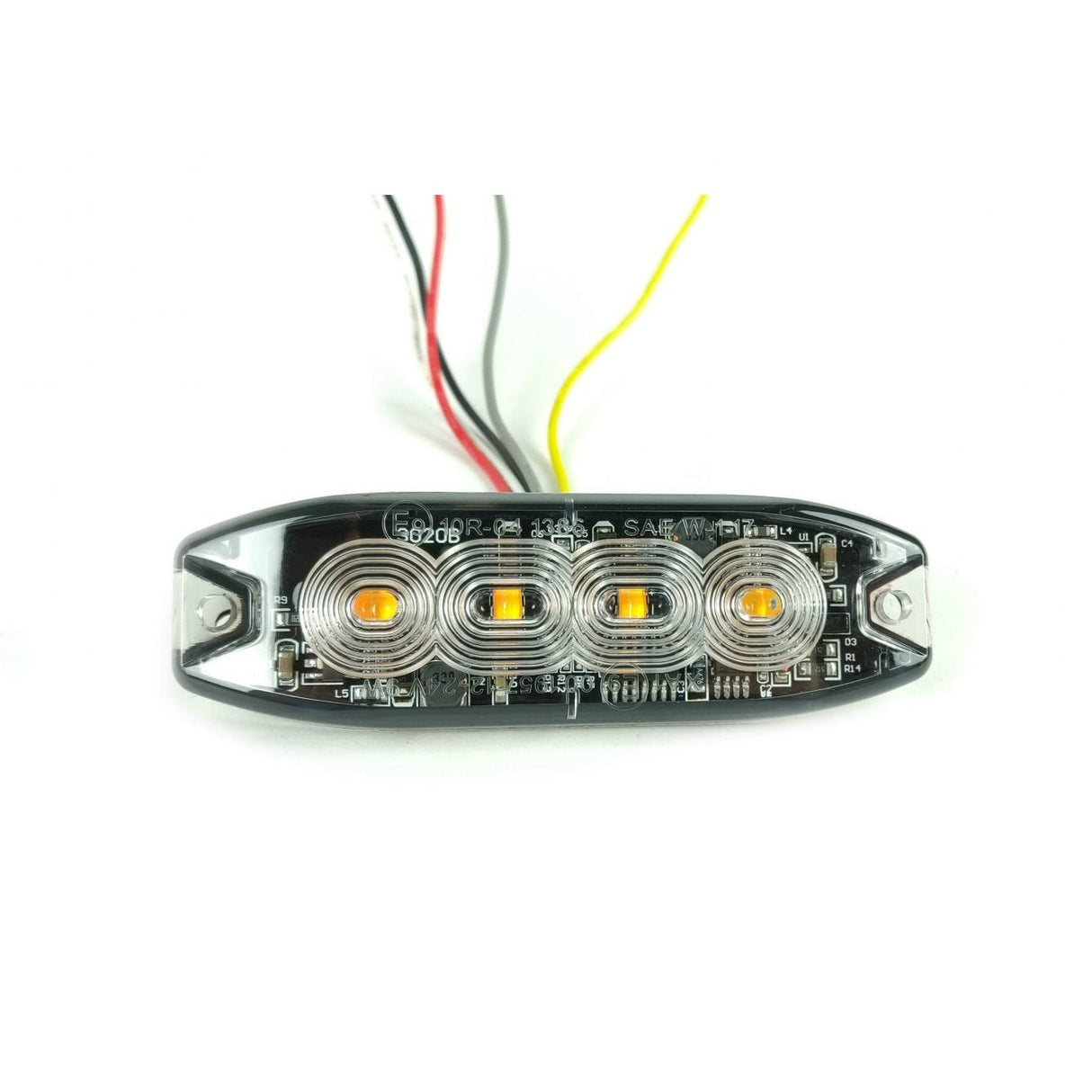 Luz de Sinalização Amarela Slim com 4 LEDs e 19 Modos de Pisca para Veículos 12/24V