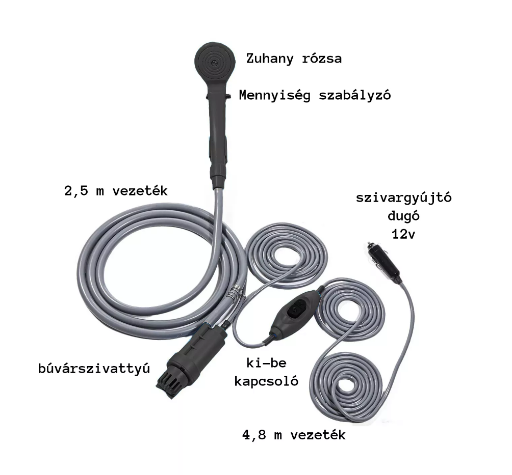 Doccia Portatile da Campeggio 12V con Pompa a Immersione