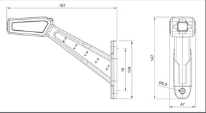 Luz de Posição em Borracha com Braço Reto e LED - Formato Retangular