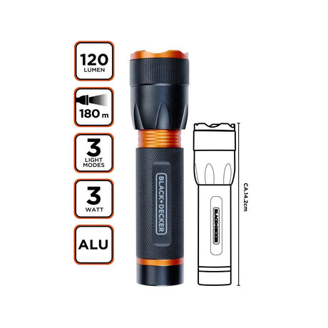 Black+Decker LED Taschenlampe mit 180 m Leuchtweite