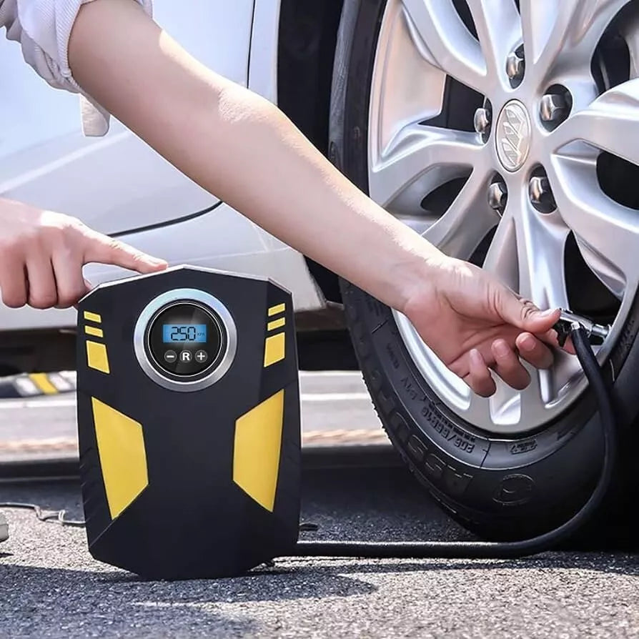 Compressor de Ar Automotivo Multifuncional 12V com Display Digital e LED