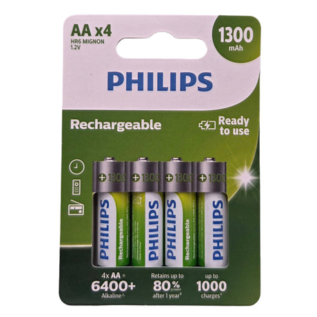 Pilha Recarregável AA Philips – Kit com 4 Unidades 1300mAh