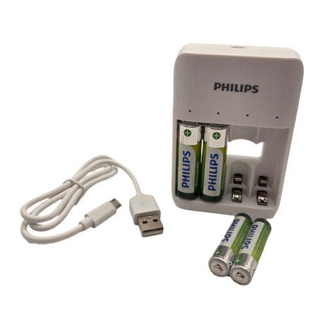 Carregador de Pilhas Philips com Cabo USB SCB4013NB/00