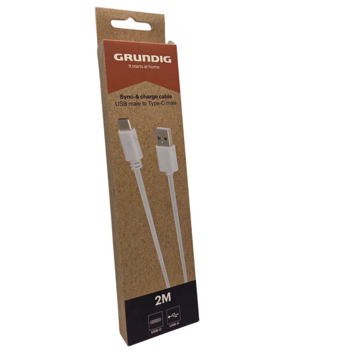 USB Type-C kábel Grunding, biely, 2 m