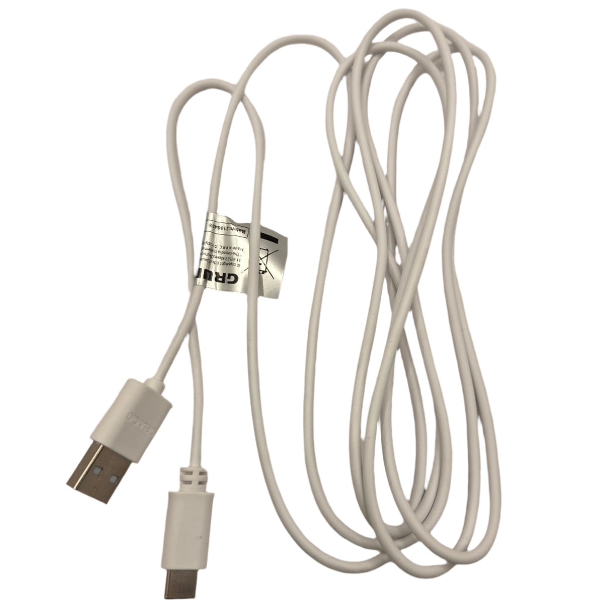 USB Type-C kábel Grunding, biely, 2 m