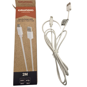 USB Type-C kábel Grunding, biely, 2 m