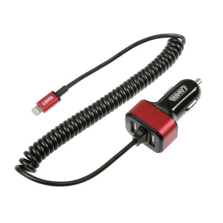 Carregador Automotivo com 2 USB, Micro USB e Conexão para iPhone