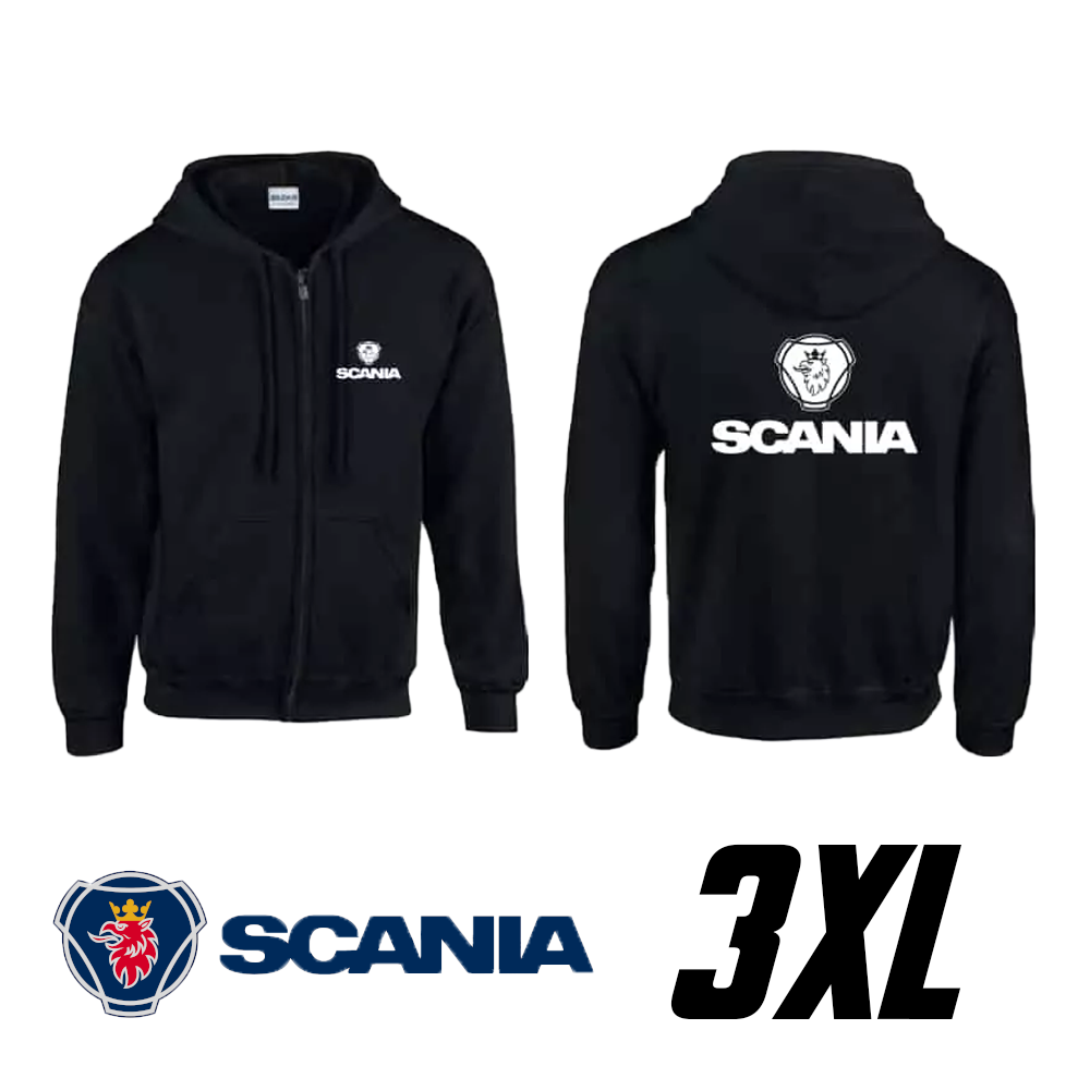 Hanorac negru cu glugă și logo Scania