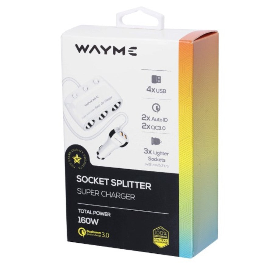 Împărțitor priză auto cu 3 ieșiri și 2 porturi USB Earldom CS-2, LED, 12/24V