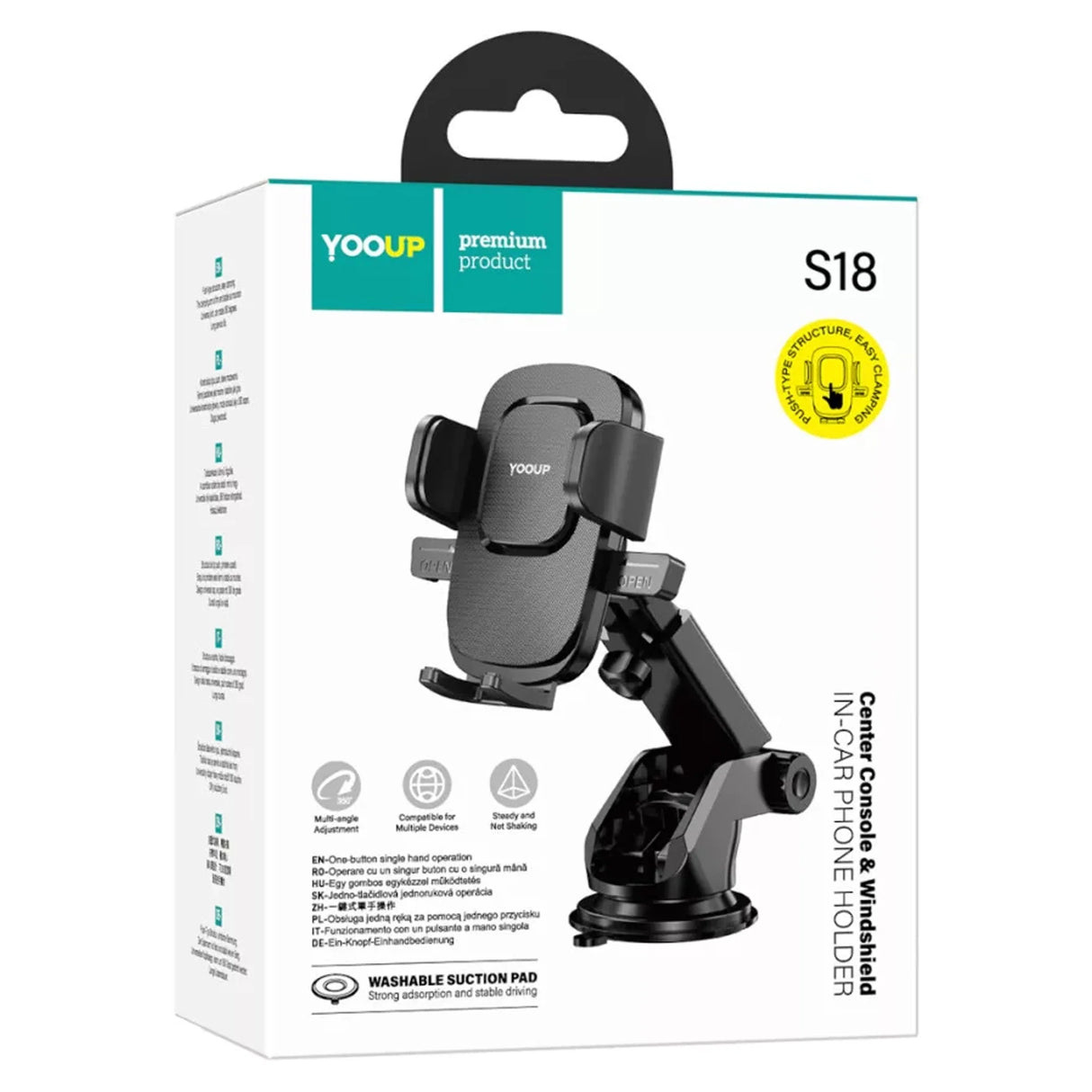 Suport auto pentru telefon cu ventuză Yooup S18, rotire 360°