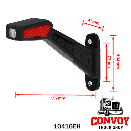 LED šírková gumová lampa s rovným ramenom, hranatá – pre kamióny a poľnohospodárske stroje
