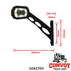 Luz de Posição em Borracha com Braço Reto e LED - Formato Retangular