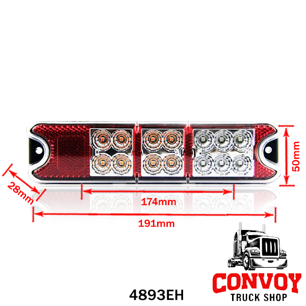 Luz LED trasera 3 funciones con prisma para remolque 12/24V